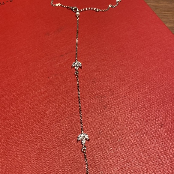 Bridal necklace and bracelet - ivory pearls and CZ - back drop style at clasp - Picture 6 of 10